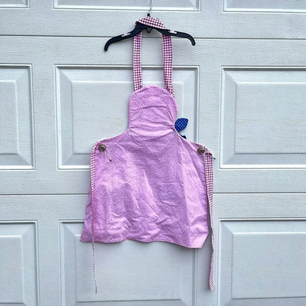 VTG Handmade Pig Apron Kids Gingham Farmhouse Cottagecore Dress Up